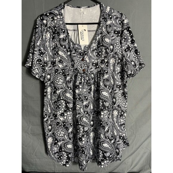 Vograce Tops - NEW Vogue & Grace Vograce Paisley Top Plus Size 18w Womens Short Sleeve Shirt